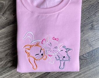 Aristocats Embroidered Sweatshirt | Disney Cats Embroidered Crewneck | Disney World Crewneck | Disneyland Crewneck | Sweatshirt