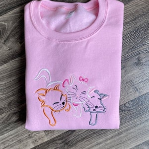 Aristocats Embroidered Sweatshirt | Disney Cats Embroidered Crewneck | Disney World Crewneck | Disneyland Crewneck | Sweatshirt