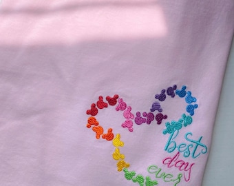 Best Day Ever Mickey Embroidered Shirt | Disney Mickey Embroidered Shirt
