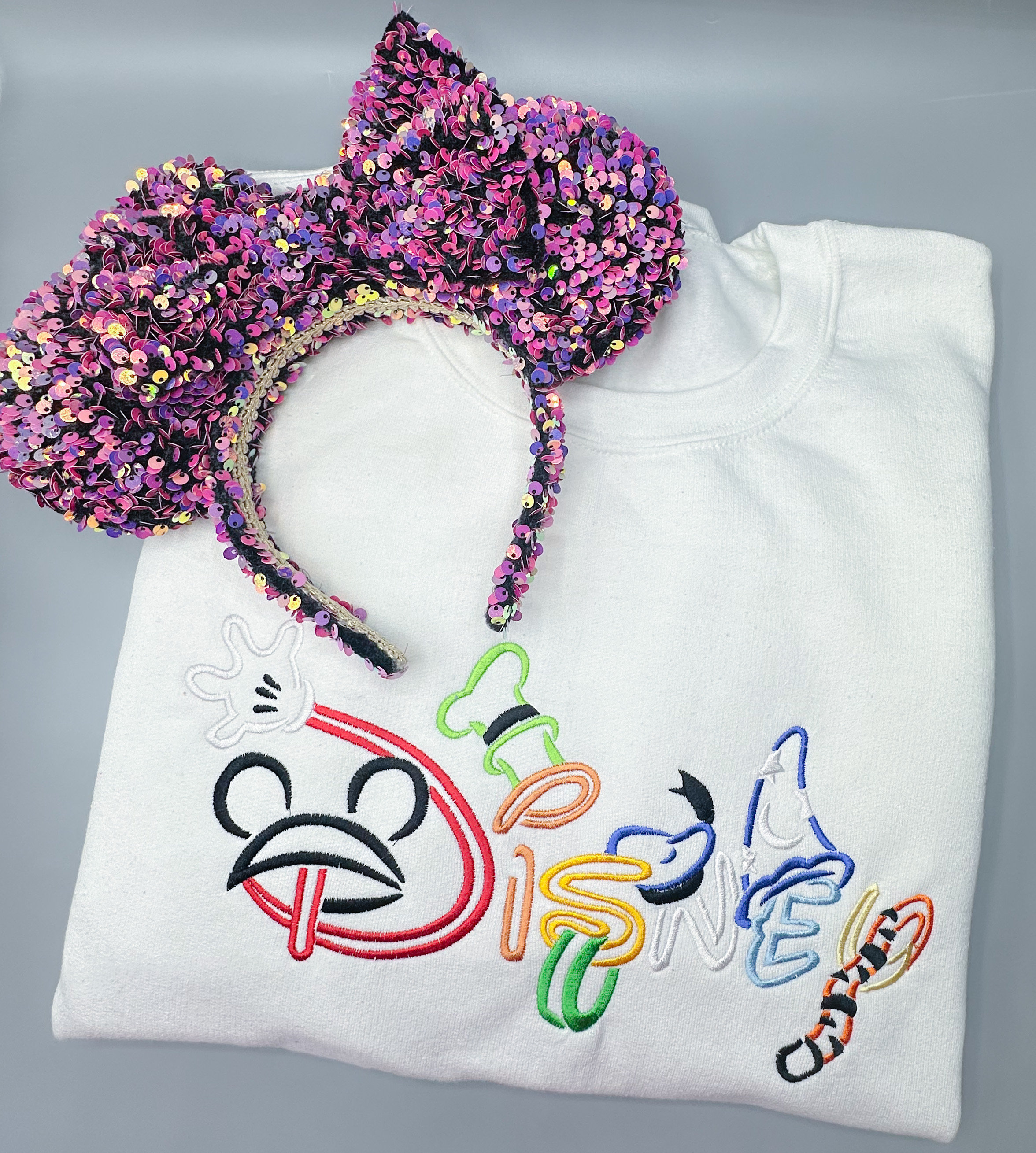 Character Logo Embroidered Sweatshirt | Disney Embroidered Crewneck