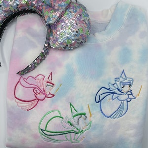 Disney Fairies Embroidered Sweatshirt | Sleeping Beauty Embroidered Sweatshirt | Disney Embroidered Crewneck