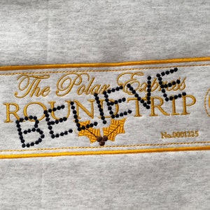 Polar Express Ticket Embroidered Sweatshirt | Embroidered Christmas Sweatshirt