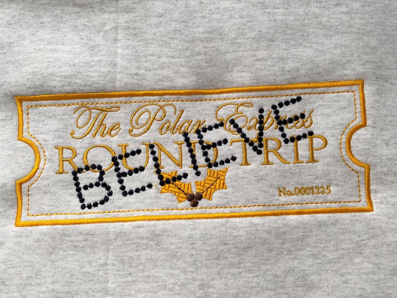 Polar Express Ticket Embroidered Sweatshirt Embroidered Etsy