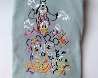 Embroidered Mickey and Friends Halloween Shirt