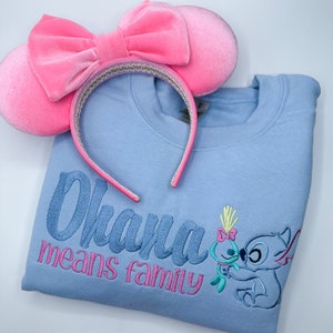 Ohana Means Family Stitch and Scrump Embroidered Sweatshirt | Disney Stitch Embroidered Shirt