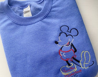 Mickey Mouse Embroidered Sweatshirt | Disney World | Disneyland Embroidered Crewneck | Hoodie | Quarter Zip | Full Zip
