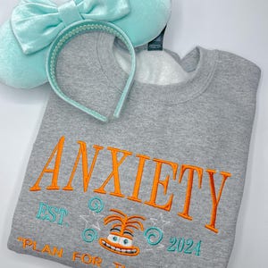 Anxiety Embroidered Sweatshirt | Disney Embroidered Crewneck
