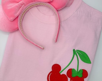 Mickey Mouse Cherries Embroidered Sweatshirt | Disney World | Disneyland Embroidered Crewneck | Hoodie