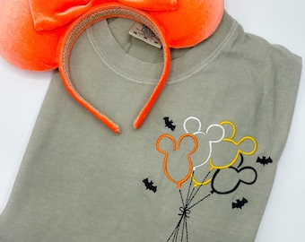 Halloween Mickey Mouse Balloons Embroidered Shirt