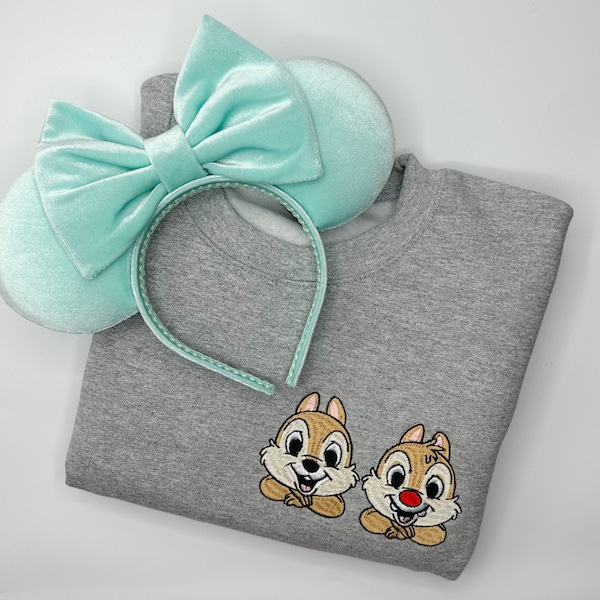 Chip and Dale Embroidered Sweatshirt | Hoodie | Tshirt Disney World | Disneyland Embroidered