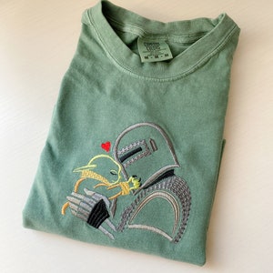 Mandalorian and Grogu Love Embroidered T-shirt - Star Wars - Disney Embroidered Shirt - Galaxy’s Edge Shirt