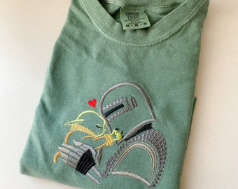 Mandalorian and Grogu Love Embroidered T-shirt - Star Wars -  Embroidered Shirt
