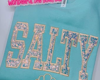 Sudadera de cuello redondo con bordado de lentejuelas Salty / Sudadera bordada playera