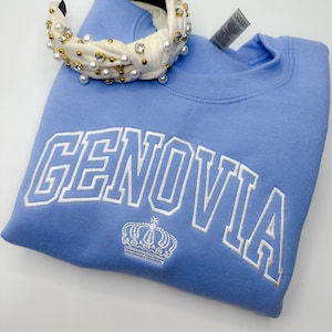 Genovia Varsity Embroidered Sweatshirt | Princess Diaries Shirt | Disneyland Princess Embroidered Crewneck