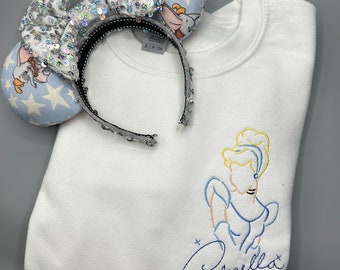 Cinderella Embroidered T-shirt | Disney Princess Embroidered Shirt | Disney World | Disneyland | Embroidered Tank Top | T-shirt