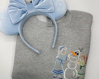 Anna and Elsa Embroidered Sweatshirt: Build a Snowman