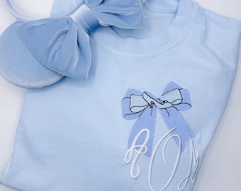 Cinderella Bow Monogram Embroidered Shirt, Disney Princess Embroidered Shirt, Cinderella Shirt, Disney Shirt