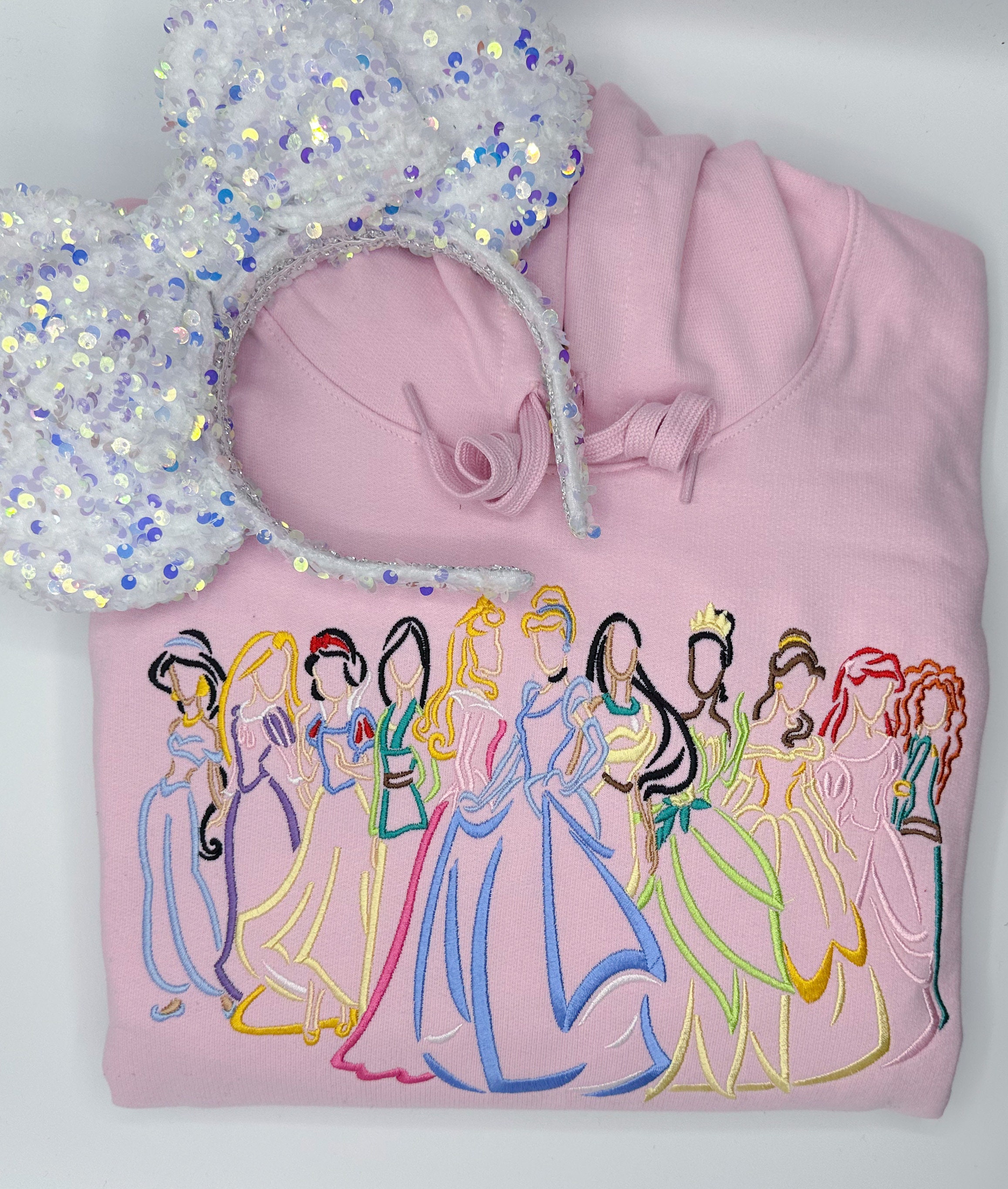 Disney Princesses Embroidered Sweatshirt |  Embroidered Sweatshirt | Disney Embroidered Crewneck