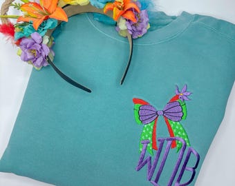 Mermaid Bow Monogram Embroidered Shirt, Princess Embroidered Shirt