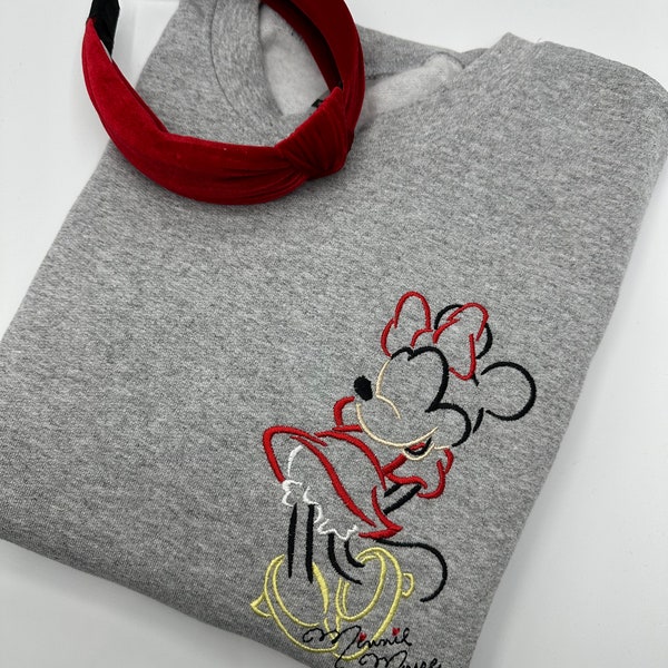 Minnie Embroidered Sweatshirt | Disney World | Disneyland Embroidered Crewneck | Hoodie | Quarter Zip | Full Zip