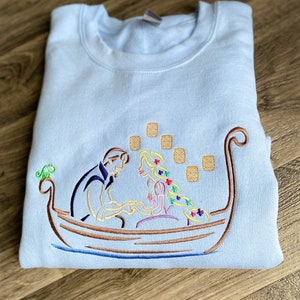 Disney Tangled Embroidered Sweatshirt | Rapunzel and Flynn Rider Embroidered Sweatshirt | Disney World | Disneyland Embroidered Sweatshirt