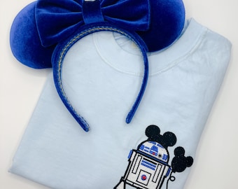 R2 D2 Mickey Balloon Embroidered T-Shirt