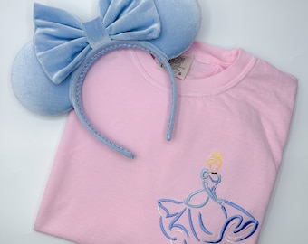Cinderella Embroidered T-shirt | Disney Princess Embroidered Shirt | Disney World | Disneyland | Embroidered T-shirt
