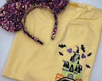 Magic Kingdom Castle Halloween Embroidered T-shirt | Embroidered T-Shirt