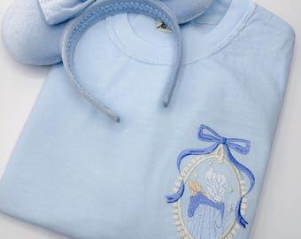 Elsa Bow Coquette Embroidered T-Shirt | Princess Embroidered Shirt | Frozen Shirt