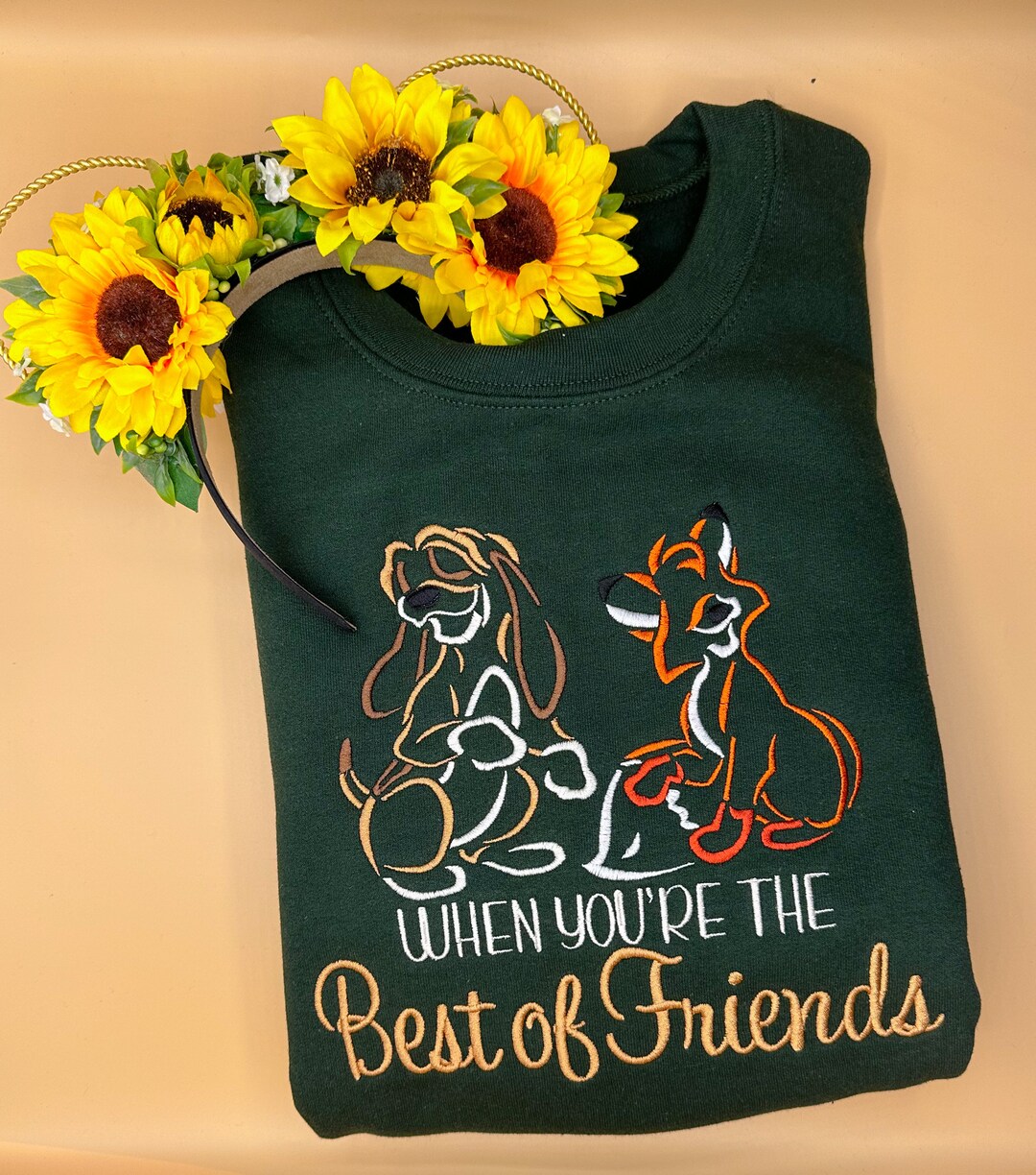 Fox and the Hound Best Friends Embroidered Swestshirt Disney - Etsy