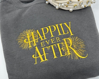 Happily Ever After Embroidered Sweatshirt | Disney Fireworks Embroidered Crewneck | Hoodie | Disney World | Disneyland