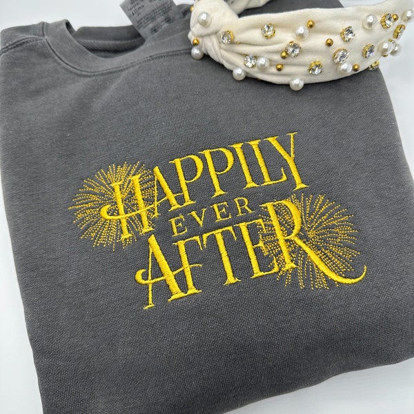 Happily Ever After Embroidered Sweatshirt | Disney Fireworks Embroidered Crewneck | Hoodie | Disney World | Disneyland