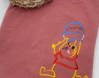 Winnie the Pooh in Hunny Pot Embroidered Sweatshirt | Disney World | Disneyland Embroidered Crewneck