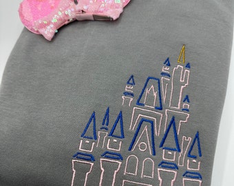 Magic Kingdom Sketch Castle Embroidered T-shirt | Magic Embroidered T-Shirt