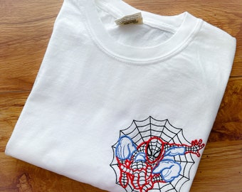 Spider Embroidered Superhero Shirt