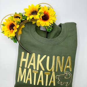Hakuna Matata Embroidered Shirt | Lion King Embroidered Sweatshirt | Disney Animal Kingdom Shirt