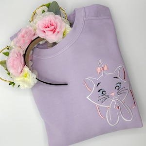Marie Embroidered Sweatshirt | Disney Crewneck | Disney Aristocats Embroidered Crewneck