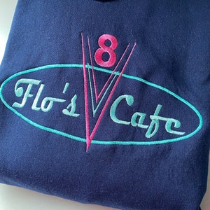 Embroidered Sweatshirt - Flo’s V8 Cafe - Disney Cars - Lightning McQueen - Disney Sweatshirt