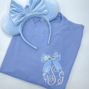 Cinderella Bow Monogram Embroidered Shirt, Disney Princess Embroidered Shirt, Cinderella Shirt, Disney Shirt