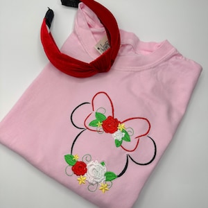 Minnie Floral Embroidered Sweatshirt | Disney World | Flower Garden Festival  Embroidered Crewneck