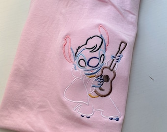Elvis Stitch Disney Embroidered T-Shirt | Disney World Embroidered Shirt | Disneyland Embroidered Shirt