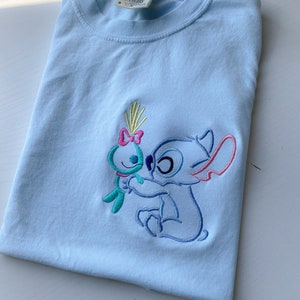 Stitch and Scrump Disney Embroidered T-Shirt | Disney Embroidered Shirt