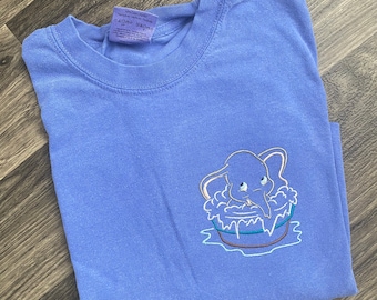 Dumbo Bath Embroidered T-shirt | Disney Dumbo Embroidered Shirt | Disney Tank Top | Long Sleeve | Disney World | Disneyland Shirt