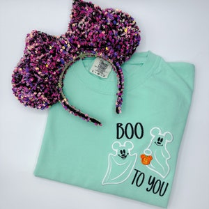 Boo To You Ghost Mickey Embroidered Shirt | Mickey Ghost Halloween Embroidered T-Shirt | Mickey’s Not So Scary Halloween Party