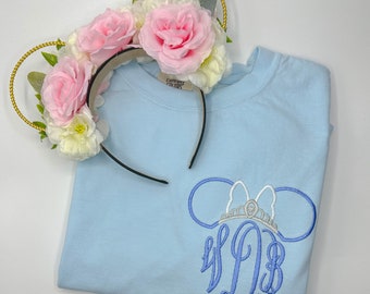 Disney Princess Monogram Shirt | Monogram Sweatshirt | Tiara Monogram Sweatshirt