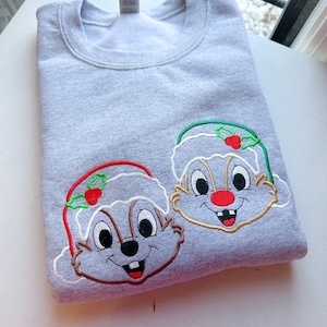 Santa Chip and Dale Embroidered Sweatshirt | Disney Christmas Sweatshirt