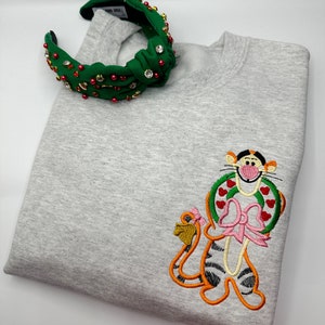 Christmas Tigger Embroidered Sweatshirt | Embroidered Shirt | Disney Embroidered Shirt | Disney Christmas Crewneck