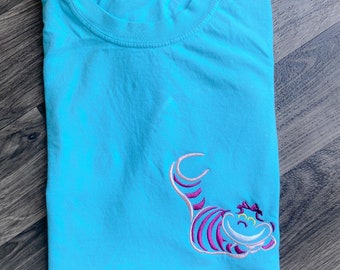 Cheshire Cat Embroidered Shirt: Alice in Wonderland Tee