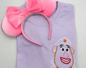 Mrs Potato Embroidered T-Shirt | Disney Toy Story Embroidered Shirt | | Long Sleeve