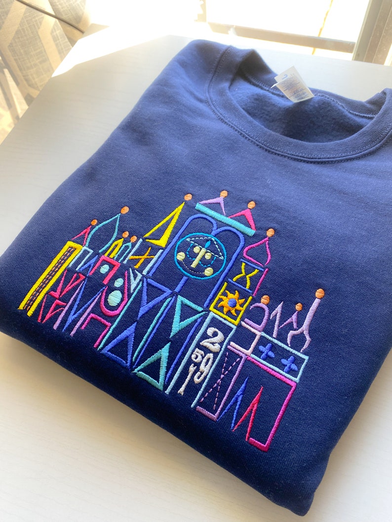 Its A Small World Disney Embroidered Sweatshirt Disney World Disneyland Embroidered Sweatshirt image 1